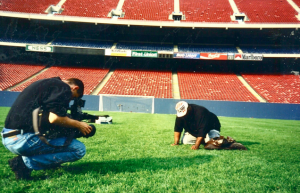 Gerard Robbins Cutting the grass at a World Cup Stadium in 1994.